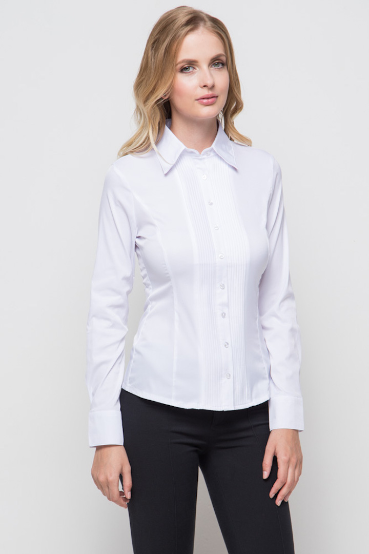 Фото товара 9454, белая блузка с длинным рукавом