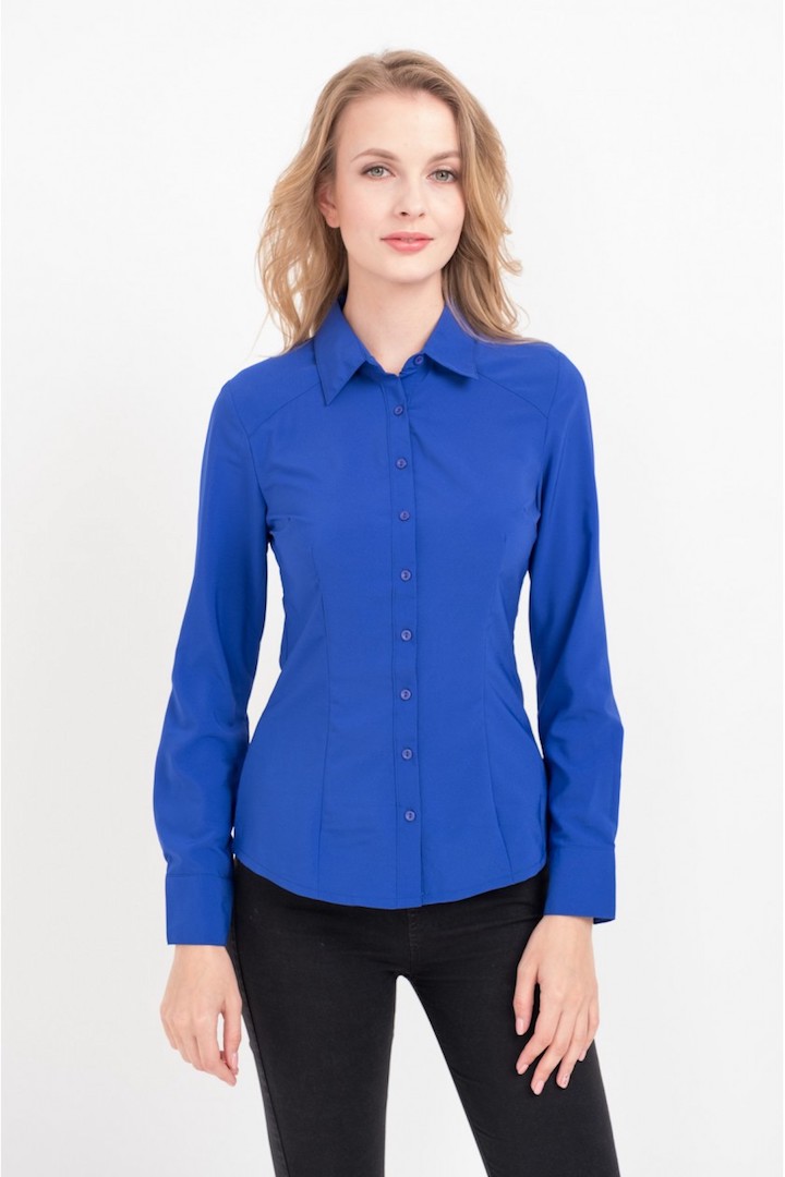 Фото товара 15305, женская рубашка синего цвета