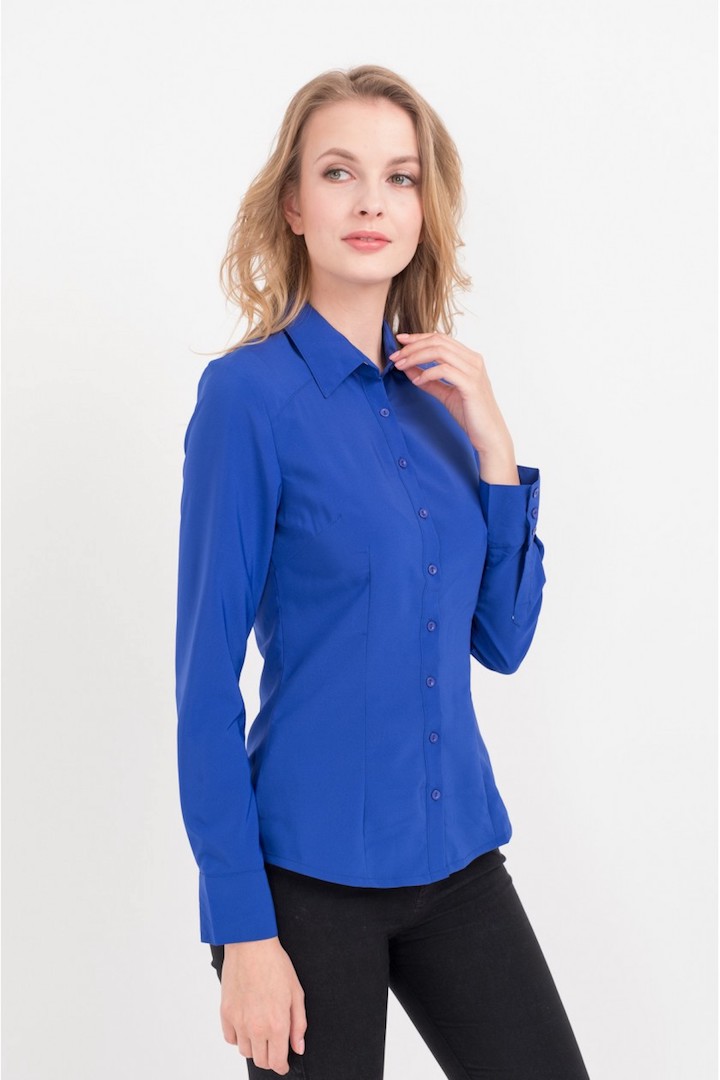 Фото товара 15306, женская рубашка синего цвета
